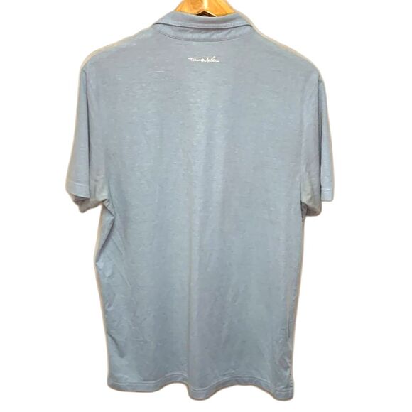 Travis Mathew Blue Heathered Pima Cotton Blend Short Sleeve Polo Shirt Size L - Picture 4 of 14